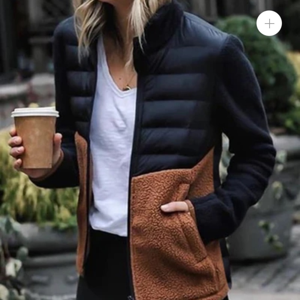 Mixed media black and brown jacket super cute just a little tight on me
